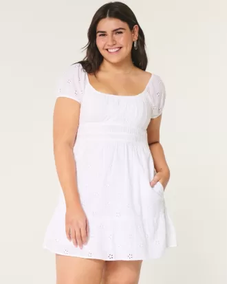 Short-Sleeve Channeled Waist Mini Dress,Short-Sleeve Channeled Waist Mini Dress