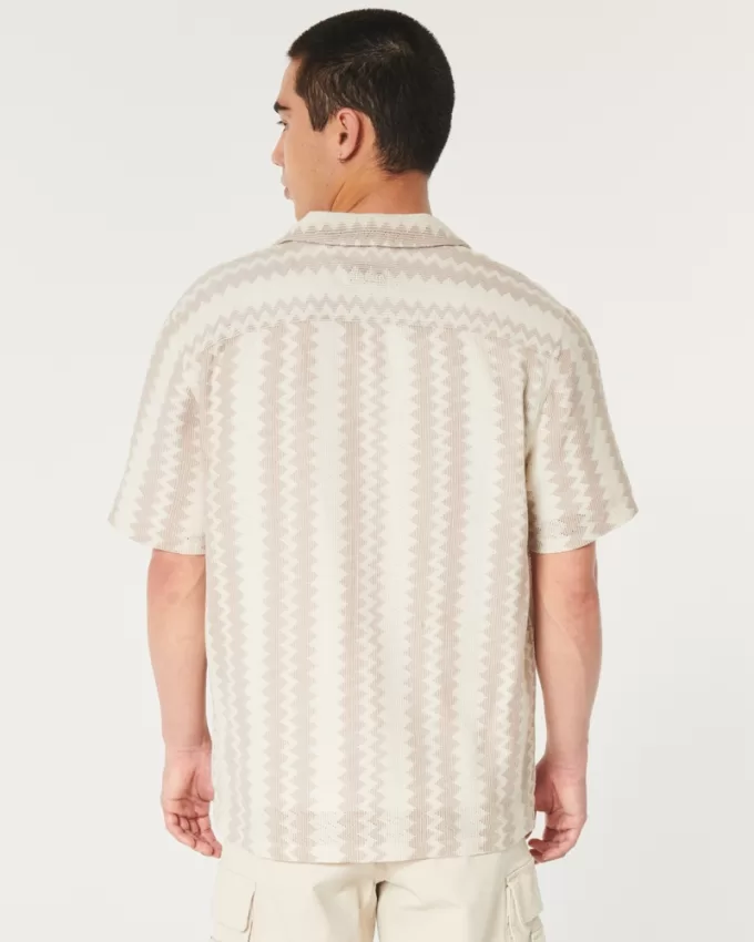 Short-Sleeve Crochet-Style Shirt,Short-Sleeve Crochet-Style Shirt