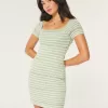 Short-Sleeve Crochet-Style Twist Back Mini Dress,Short-Sleeve Crochet-Style Twist Back Mini Dress