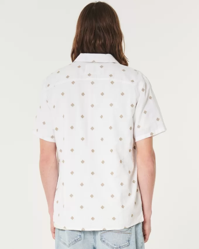 Short-Sleeve Embroidered Pattern Shirt,Short-Sleeve Embroidered Pattern Shirt