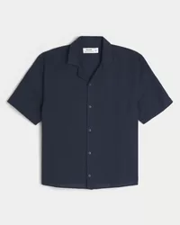 Short-Sleeve Linen Blend Boxy Shirt,Short-Sleeve Linen Blend Boxy Shirt