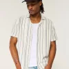 Short-Sleeve Textural Stripe Shirt,Short-Sleeve Textural Stripe Shirt