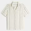 Short-Sleeve Textural Stripe Shirt,Short-Sleeve Textural Stripe Shirt