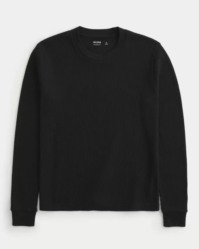 Shrunken Long-Sleeve Waffle Crew T-Shirt,Shrunken Long-Sleeve Waffle Crew T-Shirt