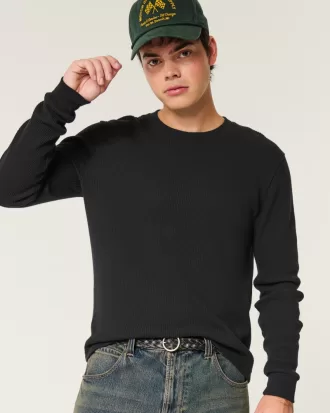 Shrunken Long-Sleeve Waffle Crew T-Shirt,Shrunken Long-Sleeve Waffle Crew T-Shirt