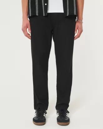 Slim Straight Linen-Blend Pull-On Pants,Slim Straight Linen-Blend Pull-On Pants