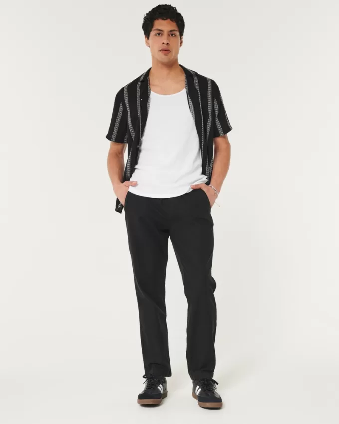 Slim Straight Linen-Blend Pull-On Pants,Slim Straight Linen-Blend Pull-On Pants