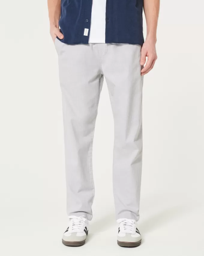 Slim Straight Linen-Blend Pull-On Pants,Slim Straight Linen-Blend Pull-On Pants