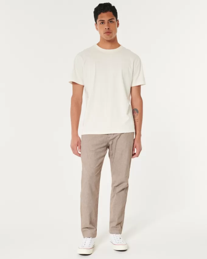Slim Straight Stretch Linen-Blend Pants,Slim Straight Stretch Linen-Blend Pants