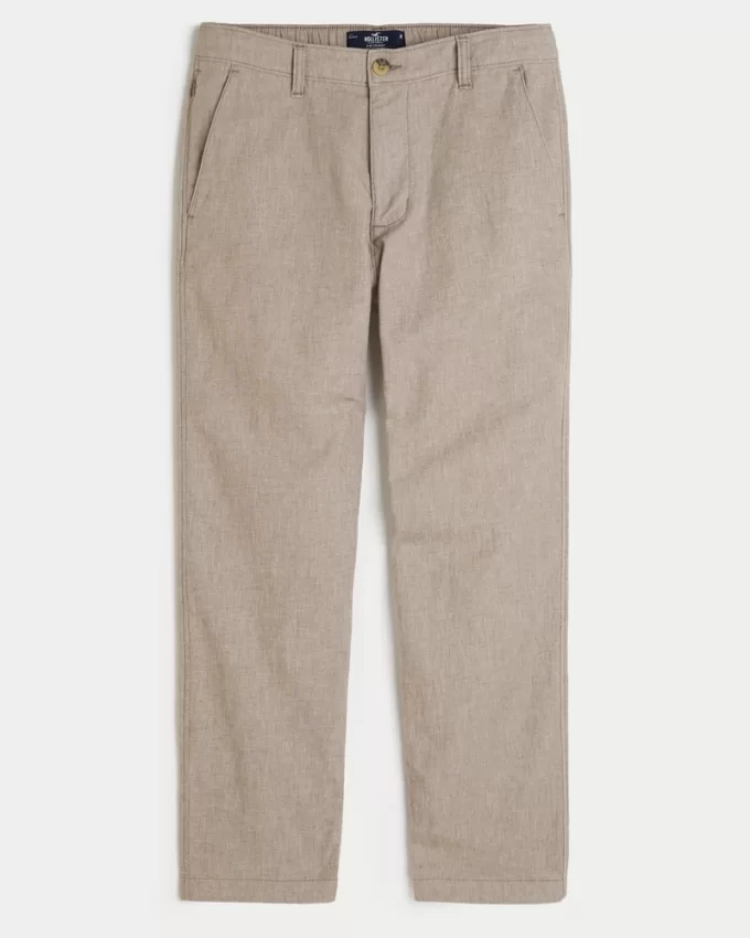 Slim Straight Stretch Linen-Blend Pants,Slim Straight Stretch Linen-Blend Pants