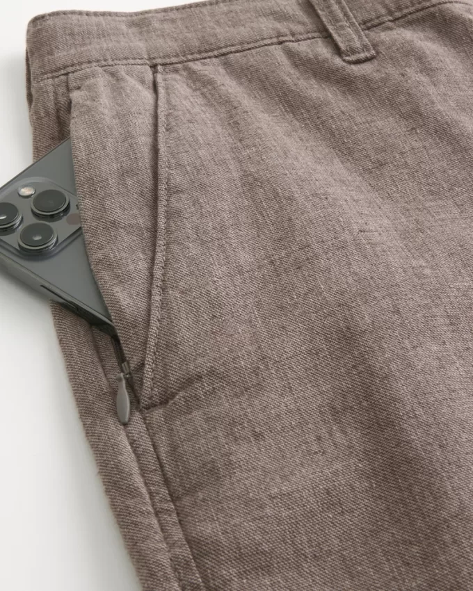 Slim Straight Stretch Linen-Blend Pants,Slim Straight Stretch Linen-Blend Pants