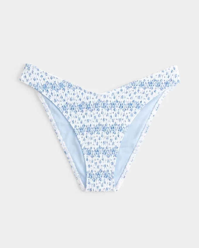 Smocked High-Leg Cheeky Bikini Bottom,Smocked High-Leg Cheeky Bikini Bottom