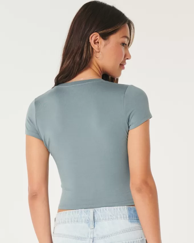 Soft Stretch Seamless Fabric Crew Baby Tee,Soft Stretch Seamless Fabric Crew Baby Tee