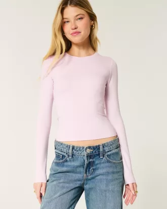 Soft Stretch Seamless Fabric Crew Top,Soft Stretch Seamless Fabric Crew Top