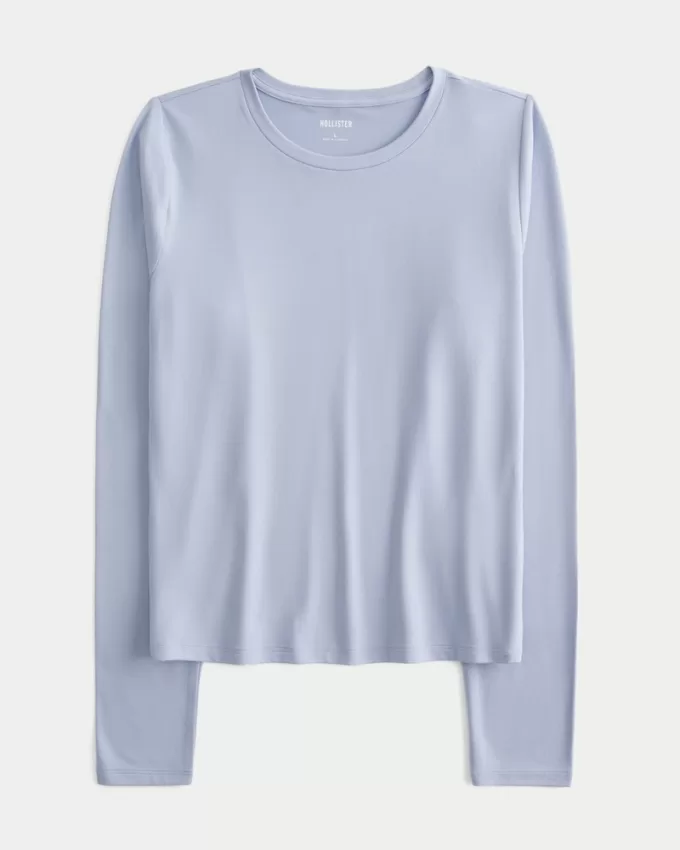 Soft Stretch Seamless Fabric Crew Top,Soft Stretch Seamless Fabric Crew Top