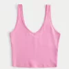 Soft Stretch Seamless Fabric Crop V-Neck Tank,Soft Stretch Seamless Fabric Crop V-Neck Tank