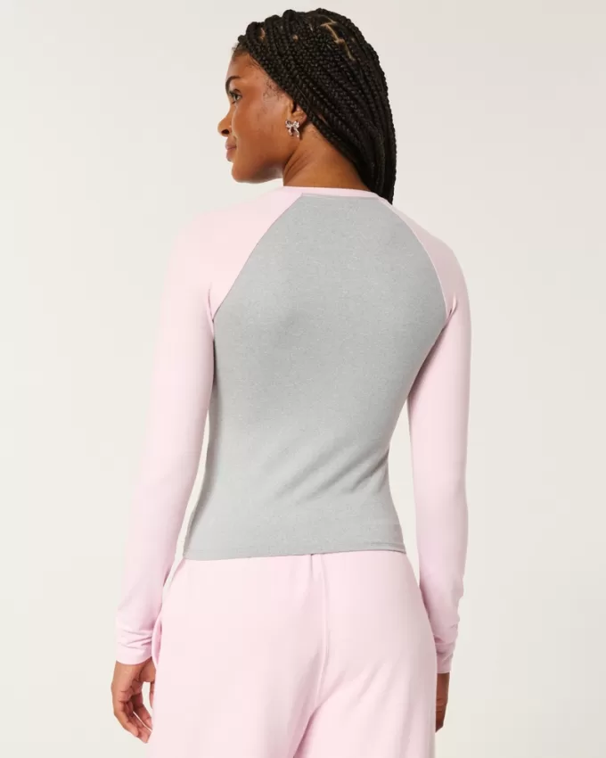 Soft Stretch Seamless Fabric Long-Sleeve Crew Top,Soft Stretch Seamless Fabric Long-Sleeve Crew Top