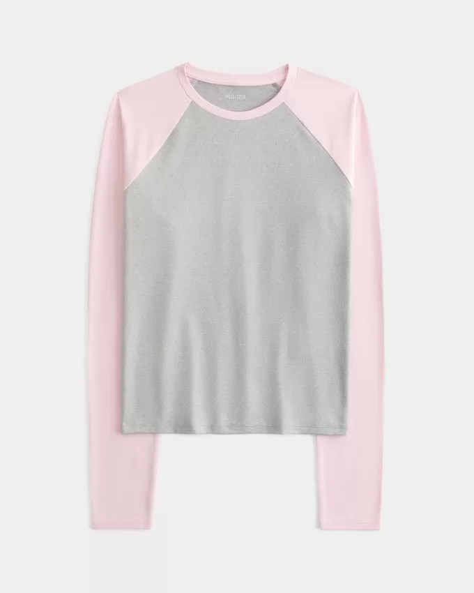 Soft Stretch Seamless Fabric Long-Sleeve Crew Top,Soft Stretch Seamless Fabric Long-Sleeve Crew Top