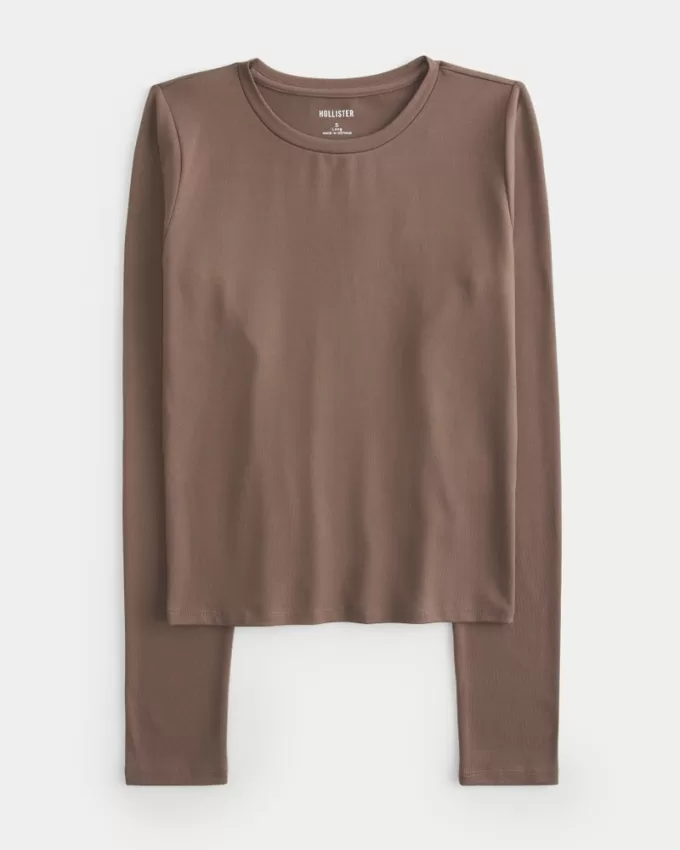 Soft Stretch Seamless Fabric Long-Sleeve Crew Top,Soft Stretch Seamless Fabric Long-Sleeve Crew Top