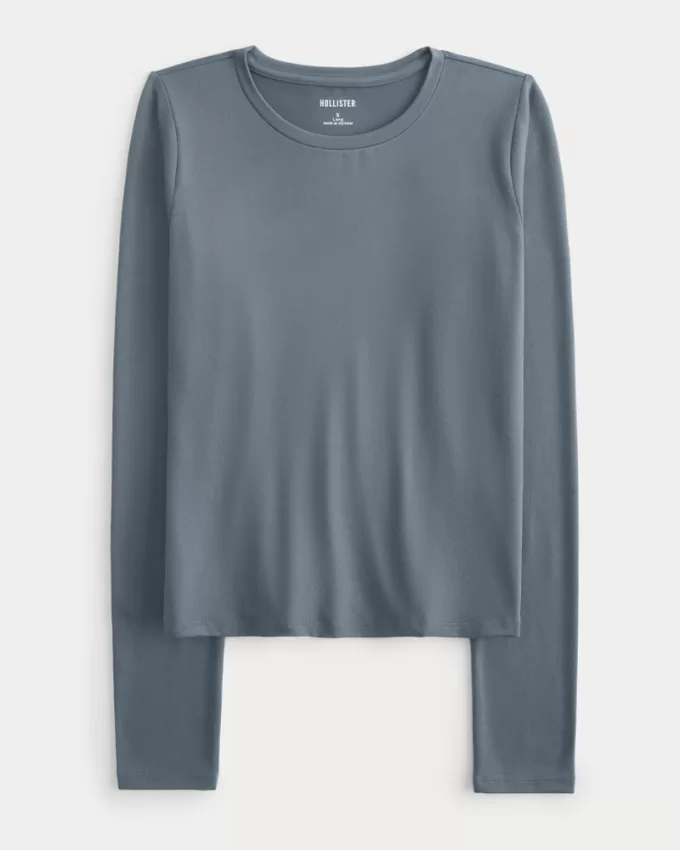 Soft Stretch Seamless Fabric Long-Sleeve Crew Top,Soft Stretch Seamless Fabric Long-Sleeve Crew Top