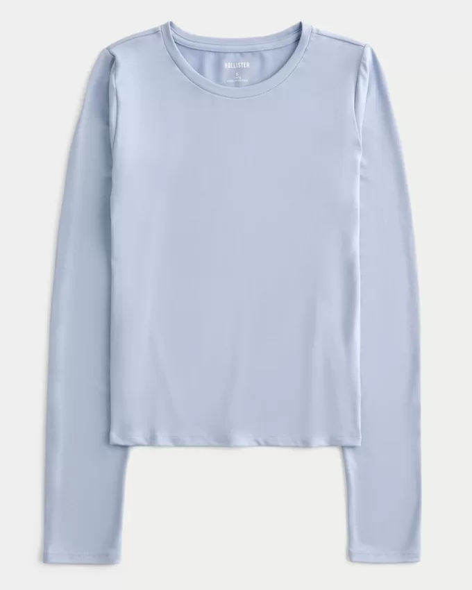 Soft Stretch Seamless Fabric Long-Sleeve Crew Top,Soft Stretch Seamless Fabric Long-Sleeve Crew Top