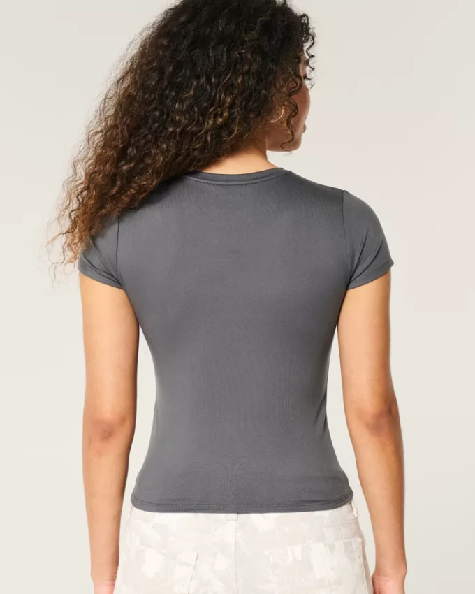 Soft Stretch Seamless Fabric Longline Baby Tee,Soft Stretch Seamless Fabric Longline Baby Tee