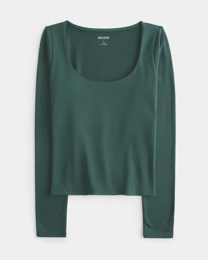 Soft Stretch Seamless Fabric Scoop Top,Soft Stretch Seamless Fabric Scoop Top