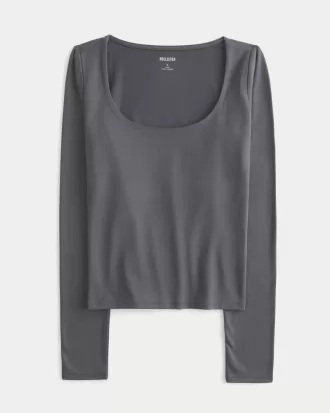 Soft Stretch Seamless Fabric Scoop Top,Soft Stretch Seamless Fabric Scoop Top