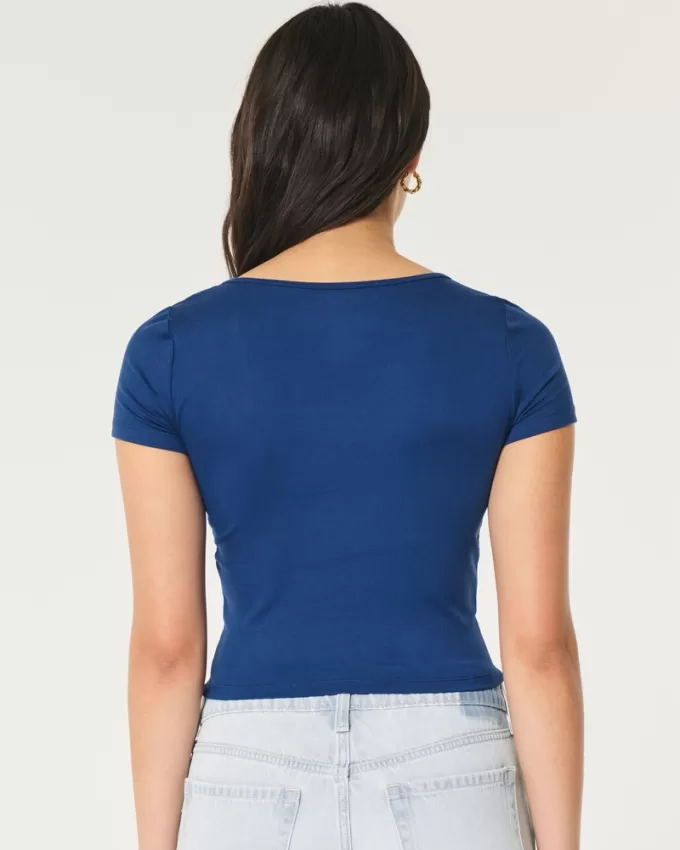 Soft Stretch Seamless Fabric Square Neck Baby Tee,Soft Stretch Seamless Fabric Square Neck Baby Tee