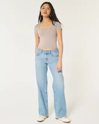 Soft Stretch Seamless Fabric Square Neck Baby Tee,Soft Stretch Seamless Fabric Square Neck Baby Tee