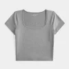 Soft Stretch Seamless Fabric Square-Neck Baby Tee,Soft Stretch Seamless Fabric Square-Neck Baby Tee