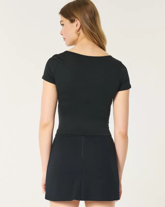 Soft Stretch Seamless Fabric Square Neck Baby Tee,Soft Stretch Seamless Fabric Square Neck Baby Tee