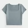 Soft Stretch Seamless Fabric Square Neck Baby Tee,Soft Stretch Seamless Fabric Square Neck Baby Tee