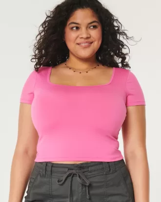 Soft Stretch Seamless Fabric Square Neck Baby Tee,Soft Stretch Seamless Fabric Square Neck Baby Tee