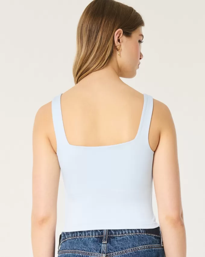 Soft Stretch Seamless Fabric Square-Neck Tank,Soft Stretch Seamless Fabric Square-Neck Tank