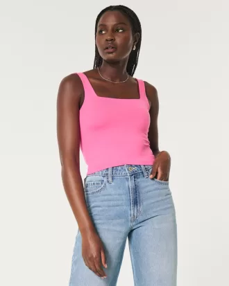 Soft Stretch Seamless Fabric Square-Neck Tank,Soft Stretch Seamless Fabric Square-Neck Tank