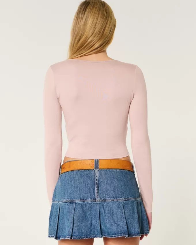 Soft Stretch Seamless Fabric Square-Neck Top,Soft Stretch Seamless Fabric Square-Neck Top