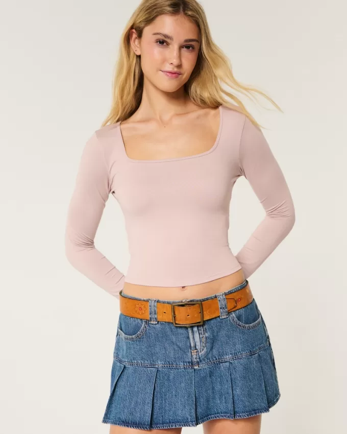 Soft Stretch Seamless Fabric Square-Neck Top,Soft Stretch Seamless Fabric Square-Neck Top