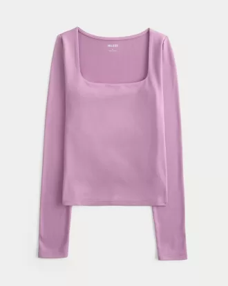 Soft Stretch Seamless Fabric Square-Neck Top,Soft Stretch Seamless Fabric Square-Neck Top