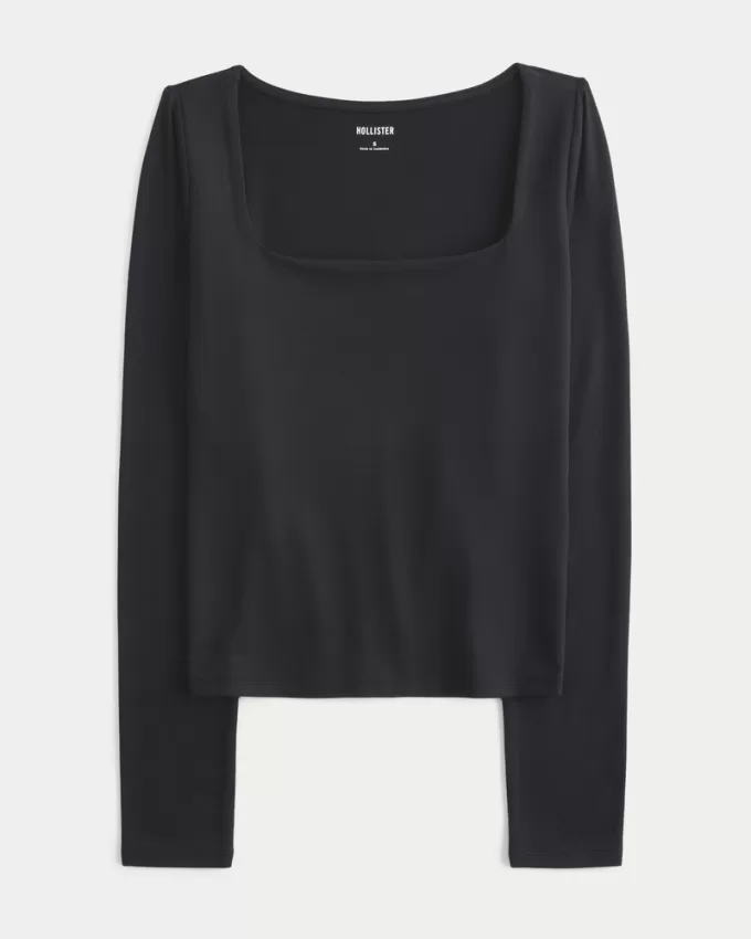 Soft Stretch Seamless Fabric Square-Neck Top,Soft Stretch Seamless Fabric Square-Neck Top