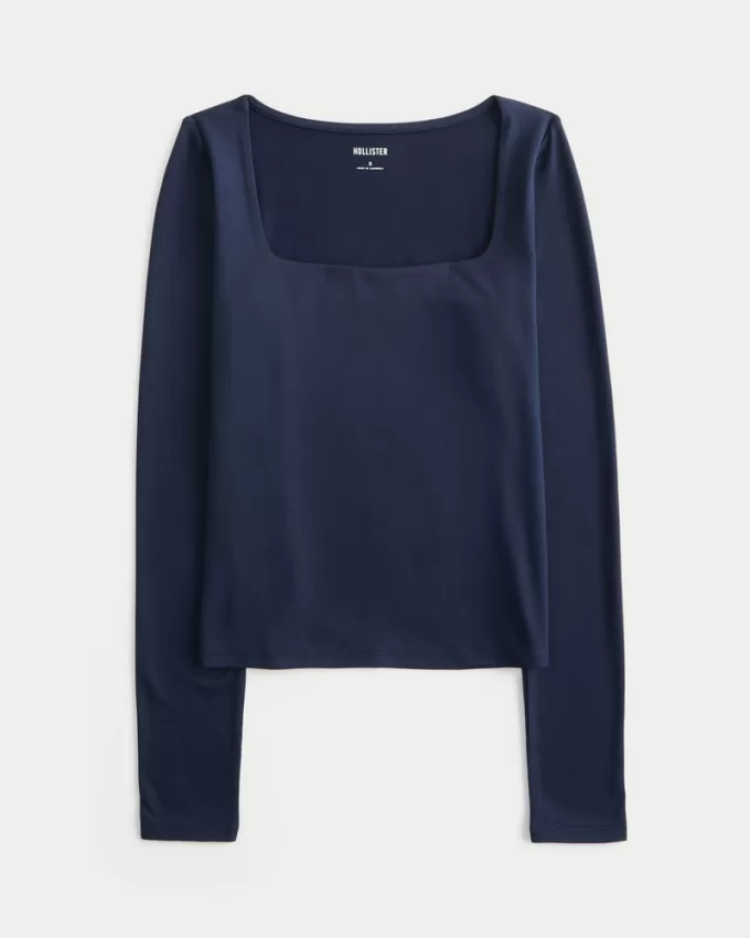 Soft Stretch Seamless Fabric Square-Neck Top,Soft Stretch Seamless Fabric Square-Neck Top