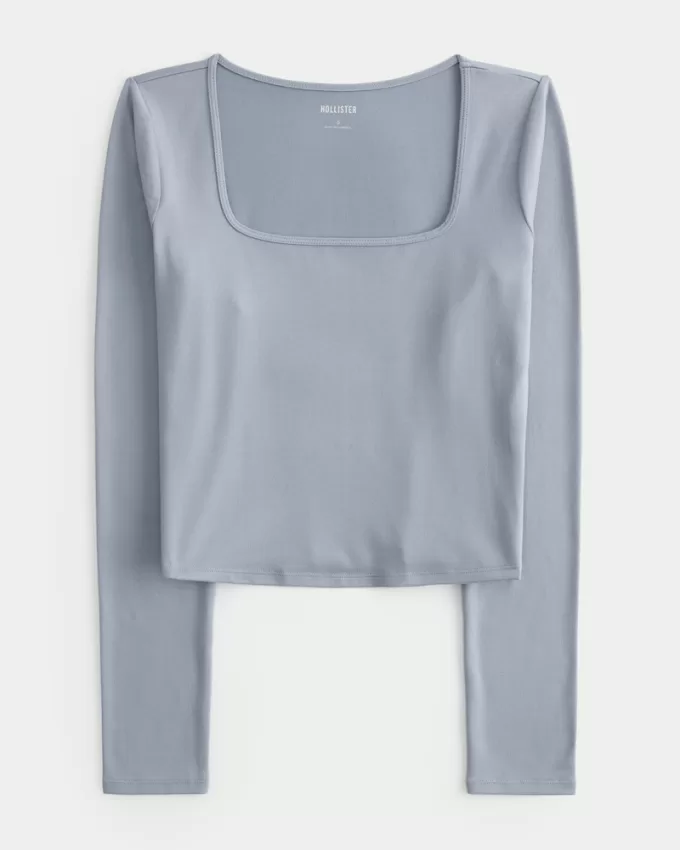 Soft Stretch Seamless Fabric Square-Neck Top,Soft Stretch Seamless Fabric Square-Neck Top