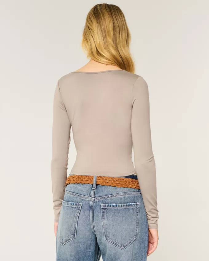 Soft Stretch Seamless Fabric Square-Neck Top,Soft Stretch Seamless Fabric Square-Neck Top