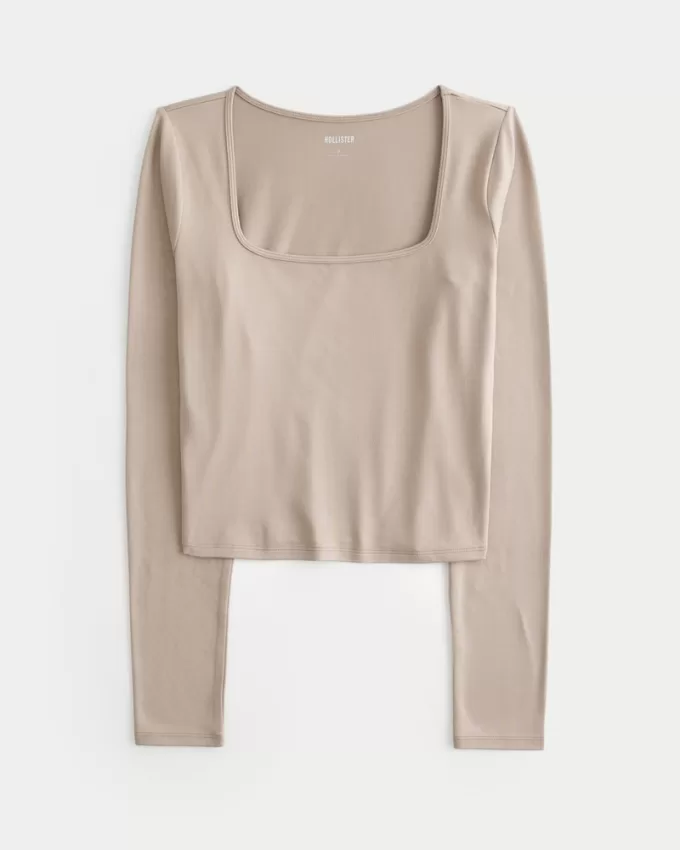 Soft Stretch Seamless Fabric Square-Neck Top,Soft Stretch Seamless Fabric Square-Neck Top