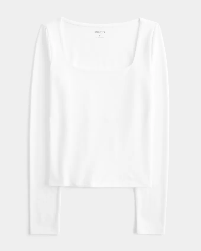 Soft Stretch Seamless Fabric Square-Neck Top,Soft Stretch Seamless Fabric Square-Neck Top