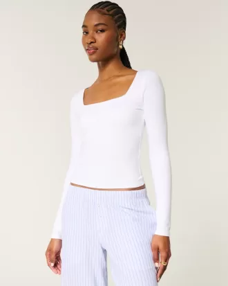 Soft Stretch Seamless Fabric Square-Neck Top,Soft Stretch Seamless Fabric Square-Neck Top