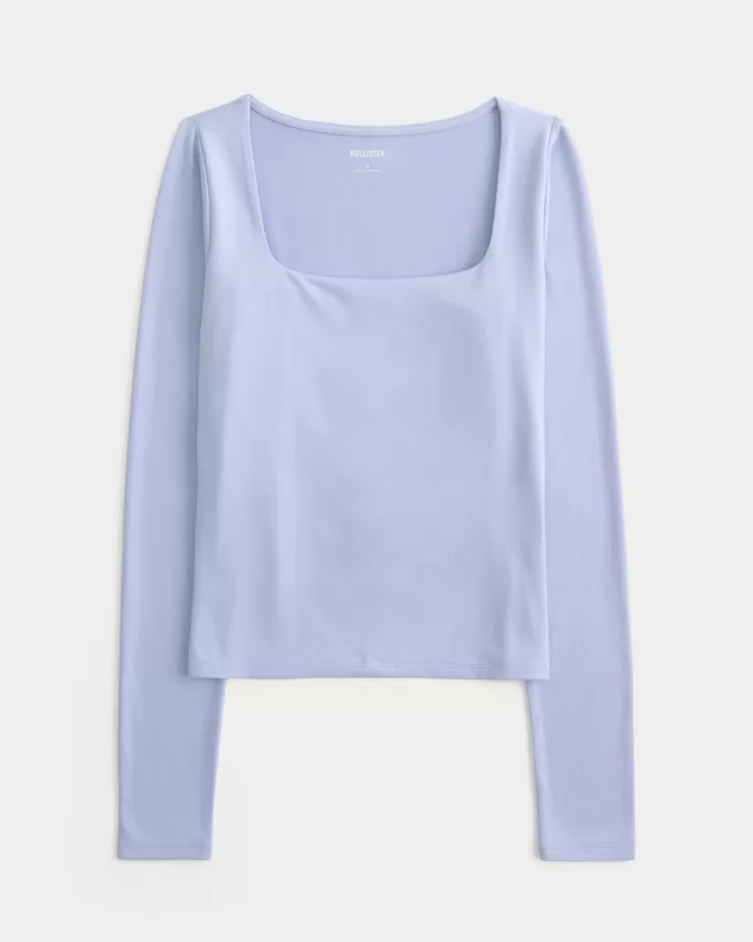 Soft Stretch Seamless Fabric Square-Neck Top,Soft Stretch Seamless Fabric Square-Neck Top