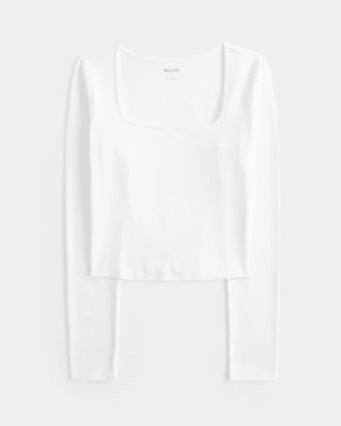 Soft Stretch Seamless Fabric Square-Neck Top,Soft Stretch Seamless Fabric Square-Neck Top