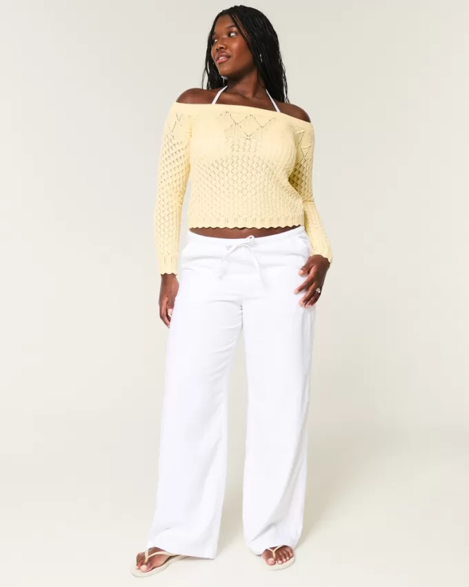 Stitchy Crochet-Style Off-the-Shoulder Sweater,Stitchy Crochet-Style Off-the-Shoulder Sweater