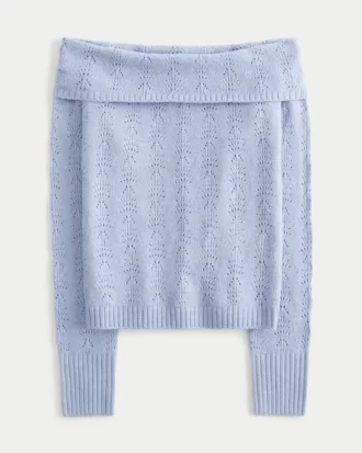 Stitchy Off-the-Shoulder Sweater,Stitchy Off-the-Shoulder Sweater